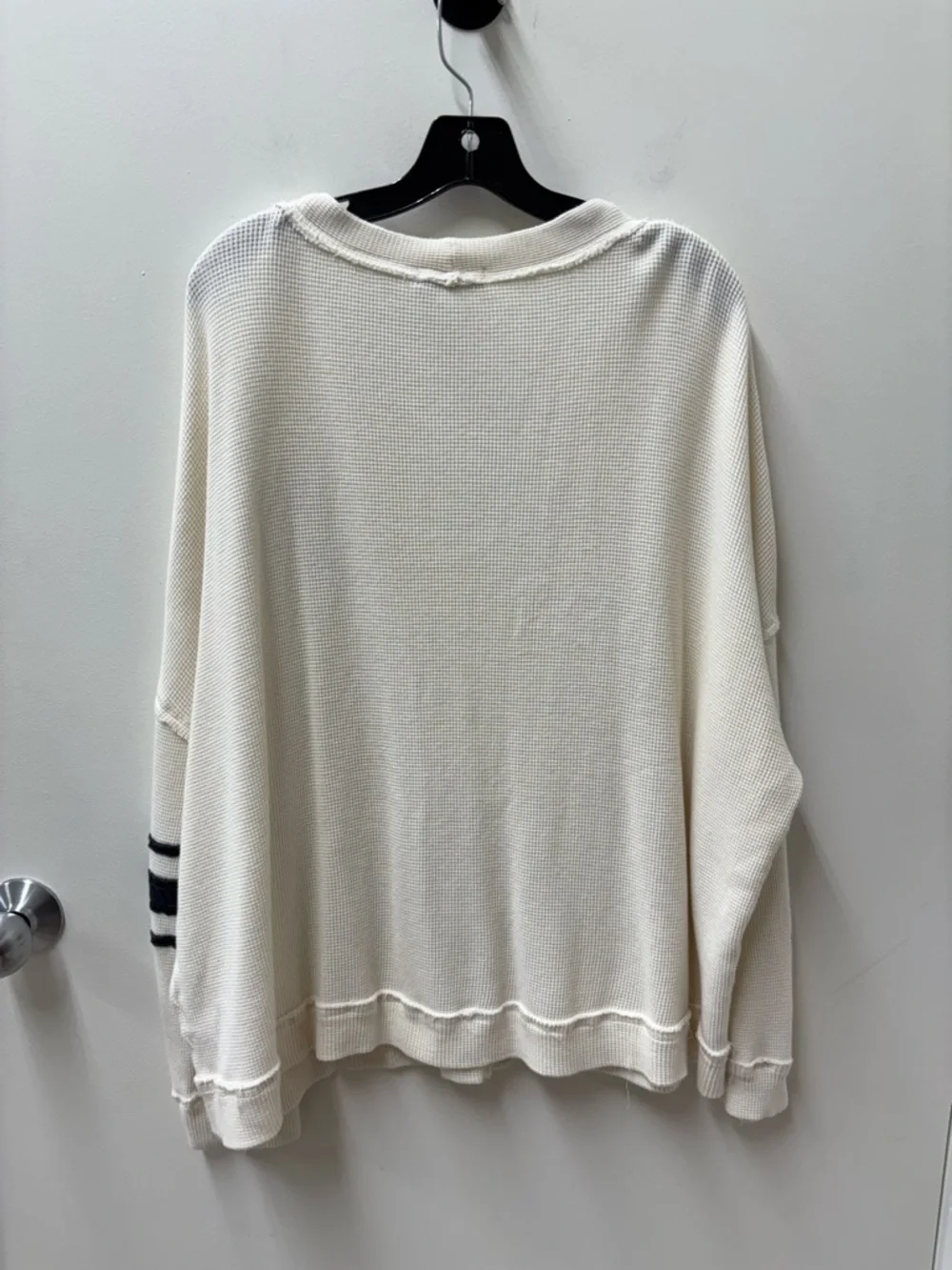 Free People Ragabond Studio Rima Cream Knit Varsity Sweater